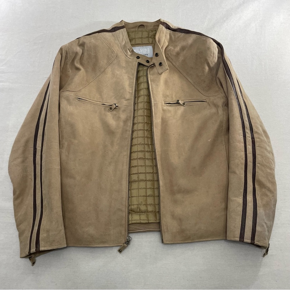 Wilsons Leather Pelle Studio Motorcycle Cafe Racer Moto Biker Suede Jacket Men